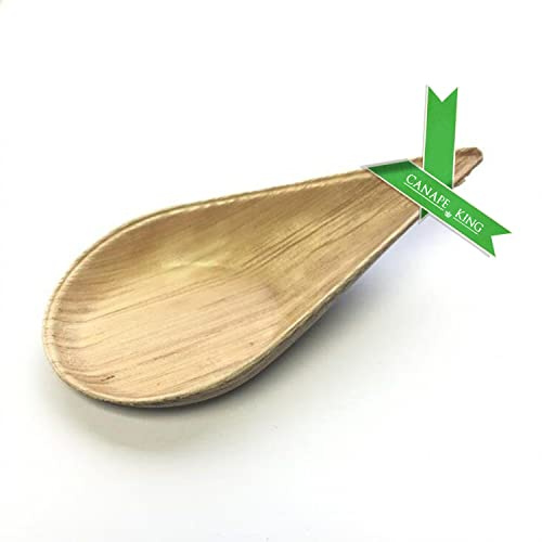 25Pcs Disposable Wooden Spoons - Biodegradable 10cm Tear Drop Bamboo Spoons Disposable Eco-Friendly Plastic Free - Ideal Wooden Spoon for Parties, Appetisers, Dessert Spoons