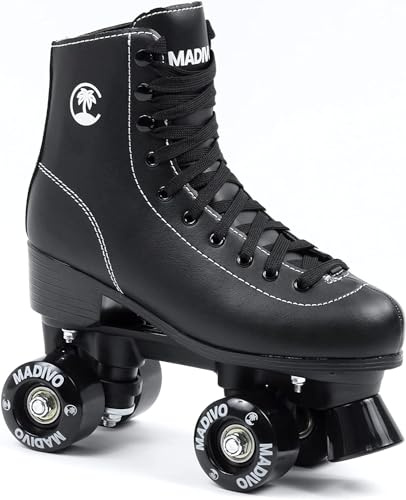 MADIVO Classic Damen Klassische Retro Rollschuhe | ABEC-7 Kugellager | Mädchen Roller Skates Inliner Inlineskates | Schwarz | Gr. 35, 36, 37, 38, 39, 40, 46