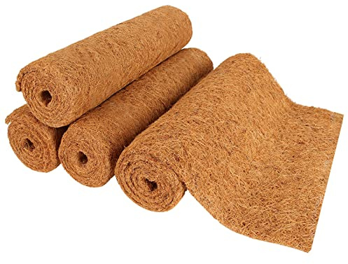 LOLYSIC 4 Rolls Coco Liner Roll, 40x100cm /16x40 Coco Planter Liners Rolls, Natural Coconut Hanging Baskets Liner Roll for Garden Wall Troughs Window Box Animal Pet Cage Matting
