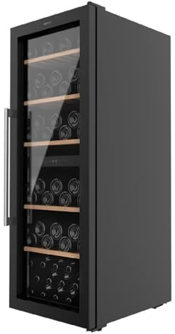 Cecotec Vinoteca de 77 Botellas Bolero GrandSommelier Duo 77000 Black. 193 L, Sistema Compresor de Enfriamiento, Display, Control Táctil, Temperatura Regulable y Luz LED Interior
