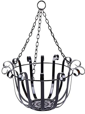 MINGZHE Wand-Pflanzkorb aus Metall, Hängender Pflanzkorb, Blumenkörbe, Blumenhalter für Garten, Zuhause, Veranda, Balkon, Vintage-Zaun-Dekoration(Schwarz)