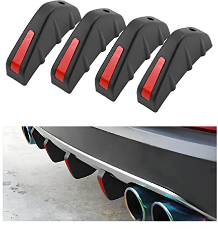 JNNJ 4 Pezzi Spoiler Posteriore, Paraurti Posteriore per Auto Con Alette Di Squalo, Spoiler Posteriori Auto Universale Piccolo Circondato Paraurti Telaio, Alette Universali per Auto(Nero/Rosso)