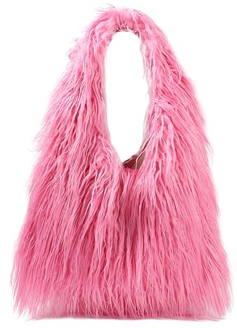 Meliyya Damen Kuschelige Handtasche Winter Tote Bag Warme Flauschige Schultertasche Große Damentasche Plüsch Shopper aus Kunstfell für Uni Arbeit Mädchen Schule