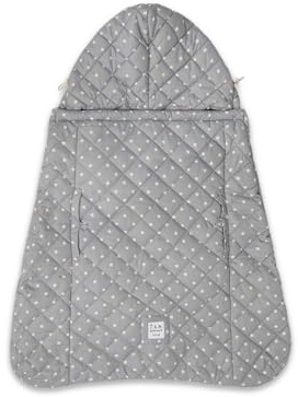 7AM Enfant Baby Carrier Cover - K-Poncho Universal Winter Ultra Soft Plush Lining, Multifunction Stroller & Car Seat Blanket Cover, Water Repellent Bunting Bag for Cold Weather | Print Grey Stars