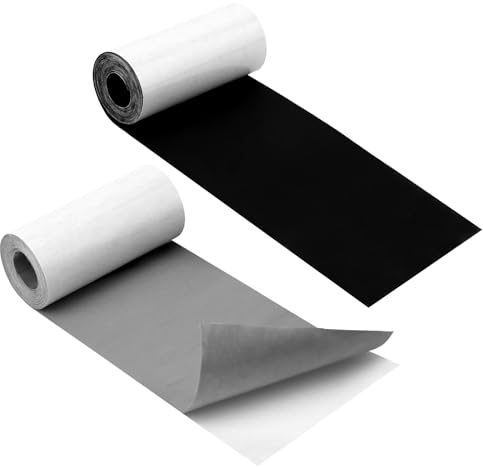 JABNOW Nylon Reparatur Patches - 2 Rollen, 7.6cm x 200cm, Selbstklebende, Wasserdichte Nylon Reparaturflicken für Kleidung, Zelt, Regenmäntel, Tasche (Grau + Schwarz)