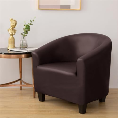 Highdi Sesselbezug 1 Sitz Wasserdichtes Leder Stretch Sesselüberwurf Clubsessel Sesselhusse - Waschbar Universal Sesselschoner mit Armlehnen für Clubsessel, Cocktailsessel (Braun)