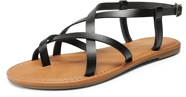 DREAM PAIRS Womens Gladiator Flat Sandals Ladies Comfortable Cross Straps Wedding Sandals SDFS2401W