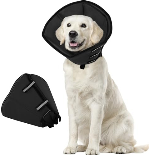 PUZAUKAL Halsband hund mjuk efter OP, justerbar anti-läckageskydd hund | Lätt hundkrage, halskrage för hundar att bära, skyddskrage för små stora hundar (svart, XL)