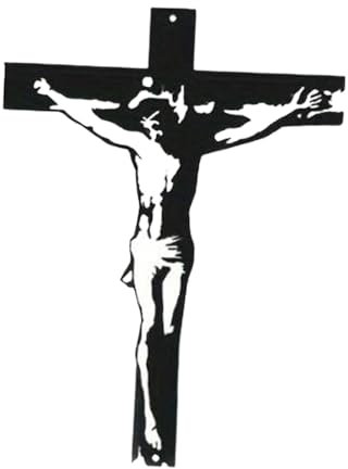 F Fityle -Kreuz aus Eisen, Kruzifix, Statue, Jesus-Skulptur, geschnitztes Wandkreuz für Büro, Wohnzimmer, Eingang, Heimdekoration, religiöses Geschenk, Schwarz