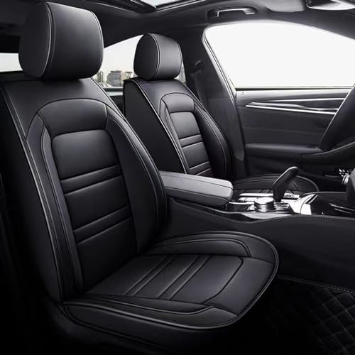 Chifeng Autositzbezüge Auto Vordersitz 2 Stück Set Fit für Ford Focus Mondeo mk3 mk4 Ranger C-Max Fusion Universal wasserdicht PU Leder Autositzbezüge (schwarz)