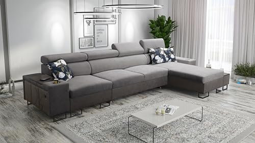 Ecksofa Melani XII Mini 347x170cm- Schlaffunktion - Bettkasten - L-Form - Couch - Eckcouch - Schlafsofa - Wohnlandschaft - Sofa - Polstersofa - Couch - Freya210.23+ Kunstleder Tauro8207 - Rechts - 26