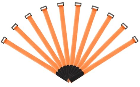 sourcing map Fastening Hook and Loop Cable Tie 16 Inch x 1 Inch Reusable with Buckle Adjustable Multi-Purpose Wire Strap for Cord Management Orange, Pack of 10