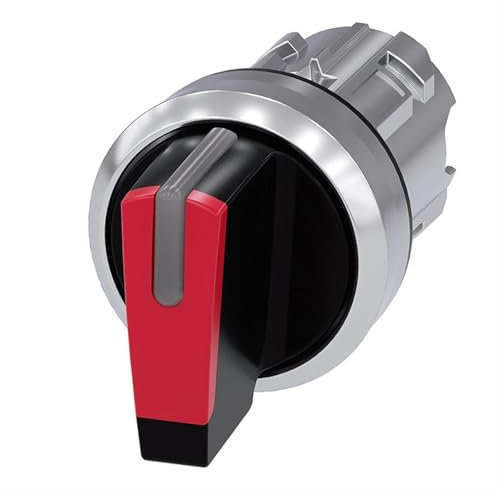 3SU1052-2BL20-0AA0 Interruptor de conversión for iluminación Interruptor de conversión, iluminado, 22 mm, circular, metal, resaltado, rojo, interruptor giratorio, corto, 3 posiciones de conmutación IO