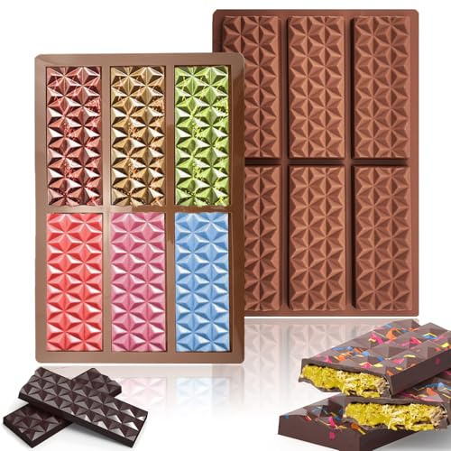 Sadodo 6 Zellen Silikon Schokoladenform, Süßigkeitenformen Silikonformen Silikon-Backform Chocolate Bar Mold für BPA frei DIY Süßigkeiten Halloween Schokolade Backen Form (2er A)