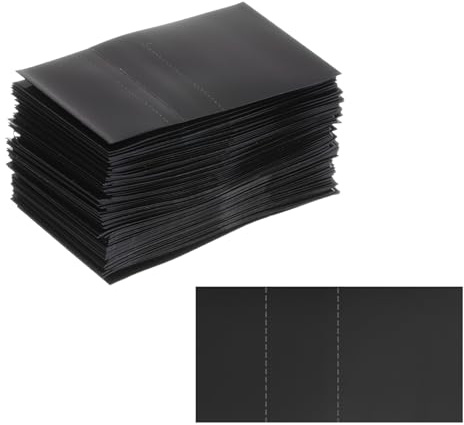 PATIKIL 55x28mm PVC Perforated Shrink Bands, 250Pcs 0.05 mm/2 Mil Thickened Heat Shrink Seal Wrap Fit for 1-1.25 Cap Diameter Essential Oil Bottles Jars Cans Tin, Black