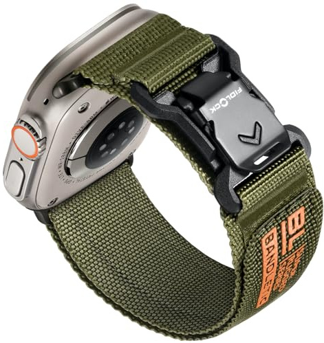 Bandletic Kompatibelt med Apple Watch Ultra armband – 49 mm, 45 mm, 46 mm, 44 mm, 42 mm (3 2 1) armband, R-nylon, ventilerande sportband med magnetstängning för iWatch Ultra 2/Ultra SE, Series 10, 9,