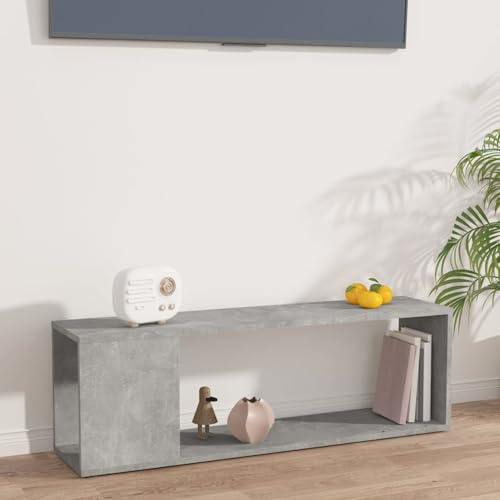 Homgoday Mueble TV gris cemento 100 x 24 x 32 cm de aglomerado, mesa para TV, mueble para TV salón, mueble bajo para TV de salón industrial soporte TV