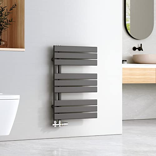 EMKE Radiador de Toallas, 762x500 mm, Antracita, 397 vatios | radiador de baño, Soporte para Toallas, con conexión Lateral, Calefactor de Toallas, calefacción de baño