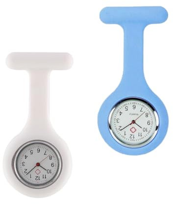 KARELLS Reloj De EnfermeríA Broche, Reloj de Bolsillo Enfermera Cuarzo, 2 Piezas Reloj de Bolsillo Médico, Relojes de Doctor Resistente al Agua con Silicona, Reloj De Enfermera con Broche