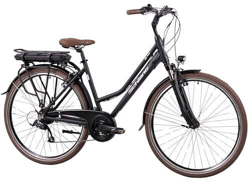 F.lli Schiano E-Ride, Bicicleta Electrica de Trekking, 28, Batería 36V 14.5Ah Extraíble, Motor 250W 40Nm, Bici Electrica Urbana, Unisex Adulto, Negro