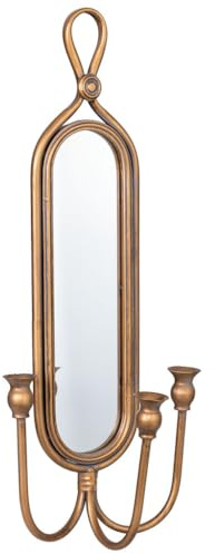 Candelabro de Pared de Metal Envejecido Dorado 26x13x62h cm