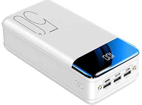 Cargador portátil Power Bank 50000Mah Banco de energía de Alta Capacidad Carga rápida Paquete de baterías externas con 3 Salidas y 3 entradas y Pantalla LCD y Linterna LED, Banco de energía