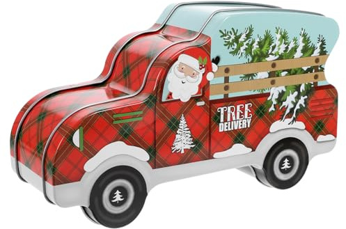 KICHOUSE Weihnachtskeksdosen Süßigkeitenbehälter in Autoform Keksaufbewahrungsbox Kleine Geschenkbox für Schokoladensnacks Weihnachtsgeschenkeverpackung Festliche Dekorationen