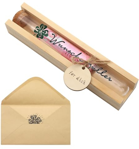 Wunscherfüller Geldgeschenk, Geldgeschenke Geburtstag Holz, Hochwertige Geldgeschenke Verpackung, Kreativ Geld Geschenk Inklusive Kunststoff Reagenzglas Umschlägen Glückwunschkarte