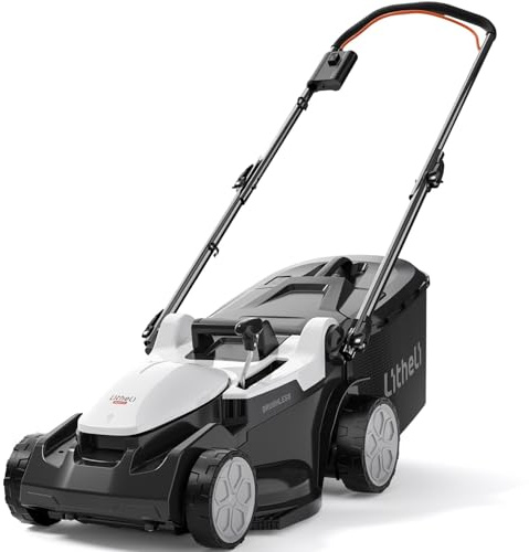 Litheli Akku Rasenmäher 33cm, Rasenmäher Elektro Brushless, 30L Fangkorb, 25-65 mm Schnitthöhe, ohne Akku