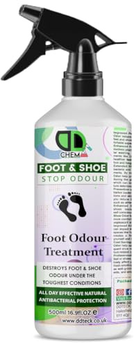 Foot & Shoe Odour Treatment - Antibacterial Deodorizer & Long-Lasting Freshness, Sweaty Feet & Toughest Conditions, Non-Toxic, Quick-Drying, Shoe Spray For Odour Removal (500ml Spray)