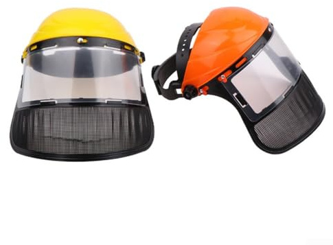 Casque de débroussailleuse réglable avec visière en maille métallique pour une utilisation sûre du matériel (filet séparé)