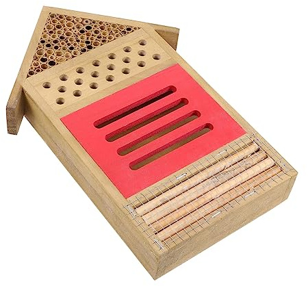 UKCOCO Casa De Abejas Artesanal Colmena De Madera para Colmenas De Abejas Casa Hotel para Polinizadores Pacíficos Uso Jardines y Huertos