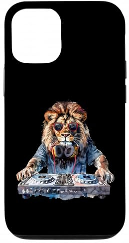 DJ Lion DJ Dance Party Music Tocadiscos Disco Jockey Animal Carcasa para iPhone 12/12 Pro