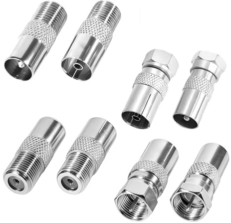 Lethra 8 Stück F Stecker Verbinder, Sat Kabel Verbinder, Koaxialkabel Verbinder, 9,5 F Typ Koaxialadapter Antennenstecker für Koaxialkabel Antennenkabel Satellitenkabel