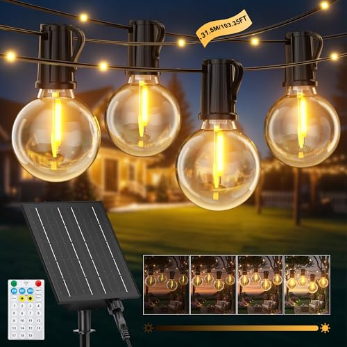 Guirnaldas Luces Exterior Solar, 31.5M/103.4Ft Guirnaldas Exterior Solar