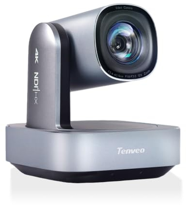 Tenveo PTZ-Kamera 4K NDI, KI-gestützte Personen-/Gesichtsverfolgung, Gestensteuerung, 12X optischer + 8X digitaler Zoom, USB3.0 HDMI LAN PoE, IP-Streaming für Kirchen, Live-Events, YouTube, OBS