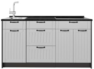 Vicco Köksblock Fame-Line, Vitt hus på landet, 150 cm, AP Antracit, för individuell expansion med kompatibla moduler