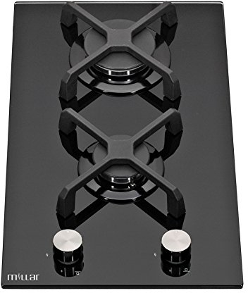 Millar GH3020KB Gas on Glass Hob 30 cm | 2 Burner | Black
