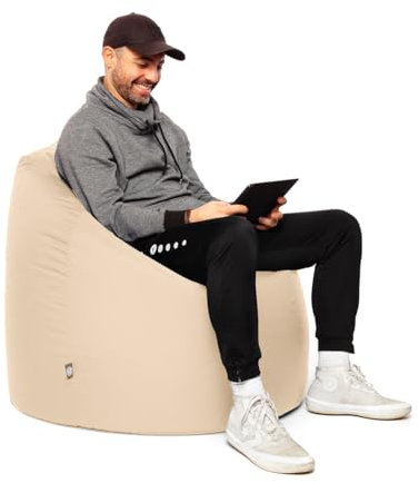 PATCH HOME XXL Sitzsack Tropfenform – Creme – Indoor & Outdoor Beanbag mit Styroporfüllung - Bereits Befüllt - Kinder & Erwachsene - 30 Farben & 3 Größen