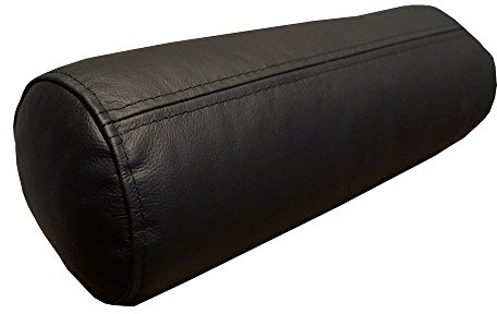 Quattro Meble Schwarz Echt Leder Nackenrolle Nackenkissen Lederkissen Sofa Dekokissen Rindsleder Kissen Kopfstützen Kopfkissen Durchmesser 15cm (60cm x D-15cm)