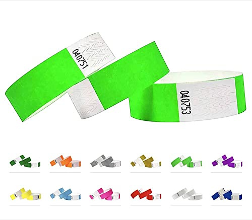 1000 Eintrittsbänder aus Tyvek - Party Einlassbänder, Securebänder, Festival Armbänder, Kontrollbänder für dein Event (Neon grün, 1000 Pack)