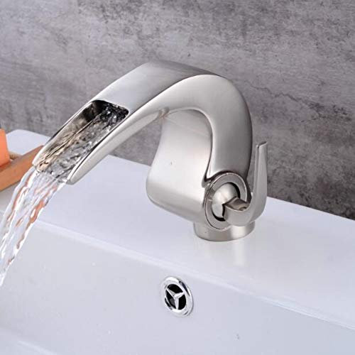 Waschtischarmaturen YHSGY Nickel Gebürstetem Messing Waschbecken Wasserhahn Einhebel Heißen Und Kalten Wasserfall Waschbecken Wasserhahn