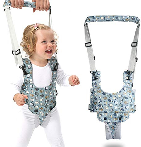 Lauflernhilfe Gehhilfe für Baby,mit einstellbar Gurt für 7-24 Monaten Kleinkind Stehen Gehen Lernen Helfer Walker (Blau)