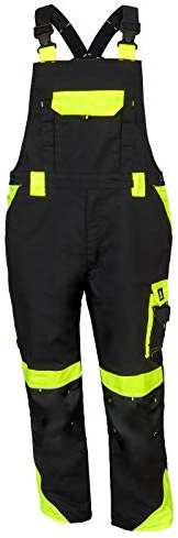 URG Arbeitshose Berufshose Bauarbeiter-Hose Bundhose Warnhose Gelb Cargo Y-LATZ