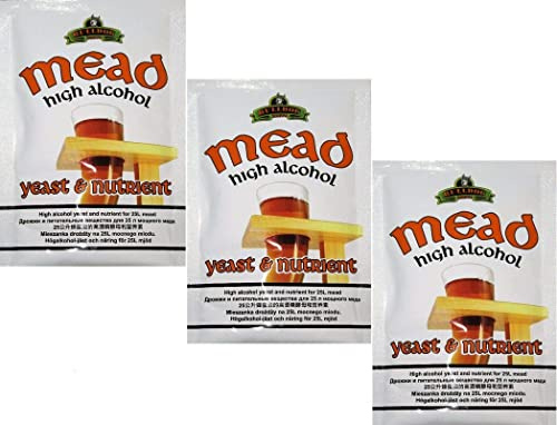 Hugbert Bulldog Mead Yeast Nutrient für schnelle Gärung von Met - Perfekt für Rot- und Weißmet - Alkoholtoleranz bis zu 16-17% - Für bis zu 25L Ansatz - 3 Stück