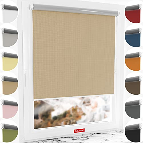 Schuette® Verdunkelungsrollo ohne Bohren/mit Bohren 2in1 ● Thermo Rollo Kollektion: Biscotto (Beige) ● 70 x 130 cm (Breite x Höhe) ● Suprafix Klemmrollo = Klemmfix 2.0 ● 60s Montage mit Video