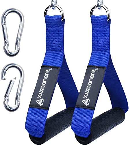 Resistance Bands Handle Cable Attachments Heavy Duty Cable Machine Attachment Fitness Grip with Solid ABS Cores Durable Carabiners for Cables Crossover LAT Pull Down Home Gym Blue