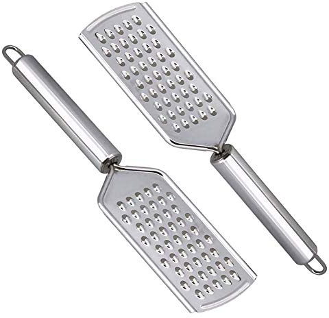 Handheld Kitchen Graters, Stainless Steel Grater for Lemon Chocolate Cheese Orange Gingers, 24.5x6cm, Silver, Pack of 2