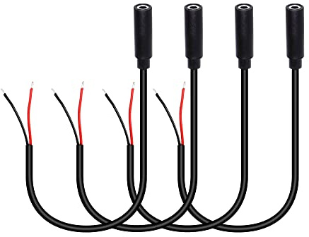 RIIEYOCA 3.5mm Female Plug to Bare Wire Stereo Audio Cable,1/8 TS 2 Pole Mono Female Plug to Open End Audio Cable,for and Audio Equipment Installed or Replace Repair(4 Pack)