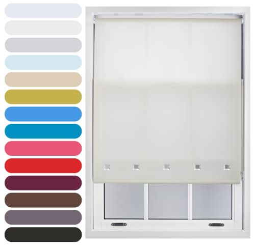 FURNISHED Square Eyelet Light Filtering Polyester Daylight Kitchen Blinds Trimmable Window Blind, Cream, 170W x 165H cm